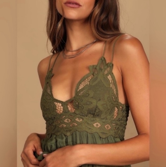 Free People Adella Cami in Olive Sparrow MSRP $68 NEW FP155 - Picture 4 of 9